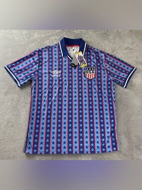 2026 Umbro Mens Medium USA Stars Retro Football Soccer Blue Jersey Shirt NEW NWT